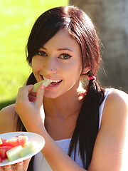 A summertime display of Catie Minx's sweet and juicy summer fruit